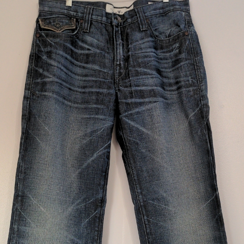 Five Four Jeans Mens 35" X 30.5 Denim Distressed Relaxed Dark